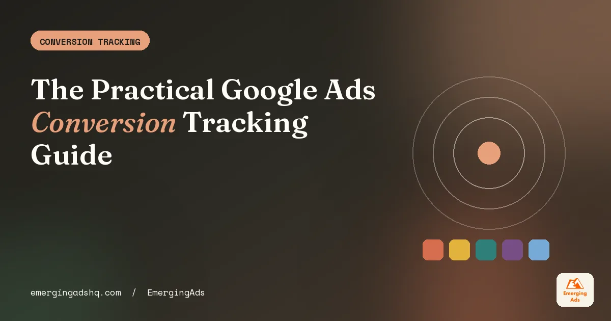 Google Ads conversion tracking guide cover showing tags flowing from website to ad account