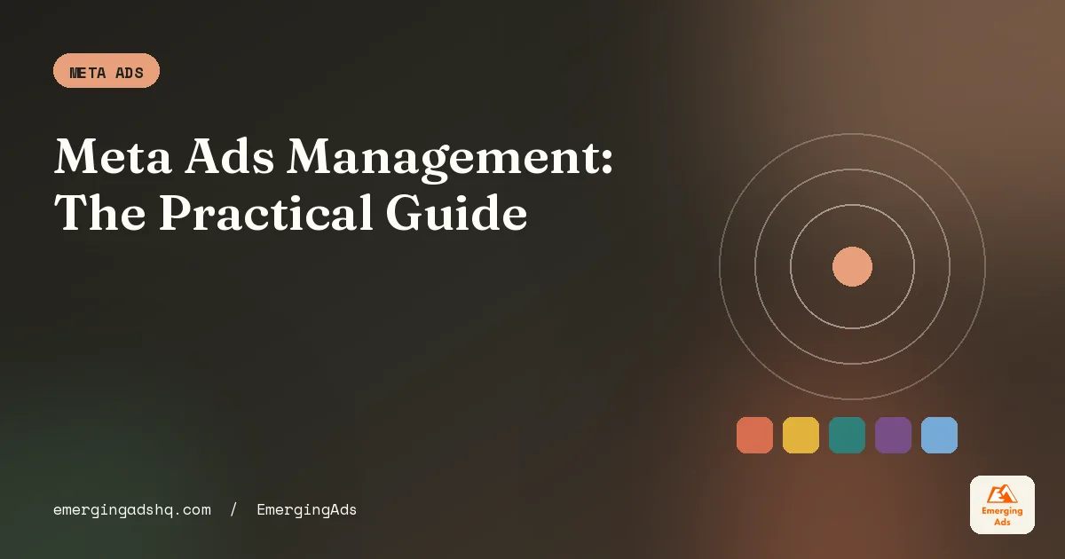 Meta ads management guide cover showing the practical playbook EmergingAds hands to new clients