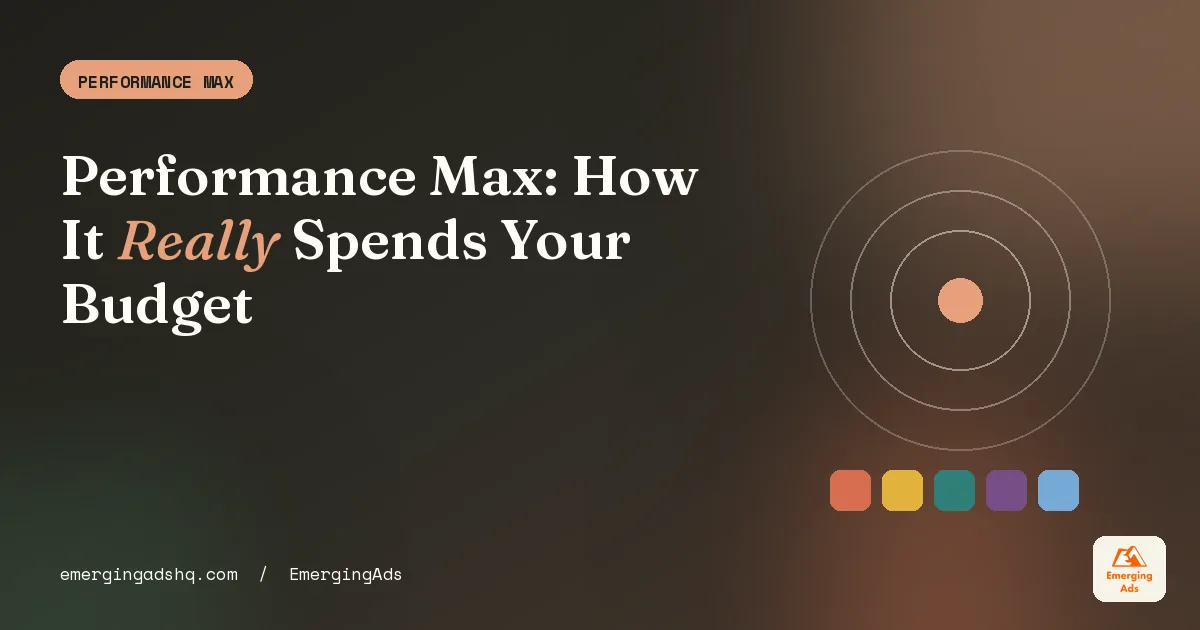 Cover image for the Performance Max guide for 2026 from the EmergingAds PPC team