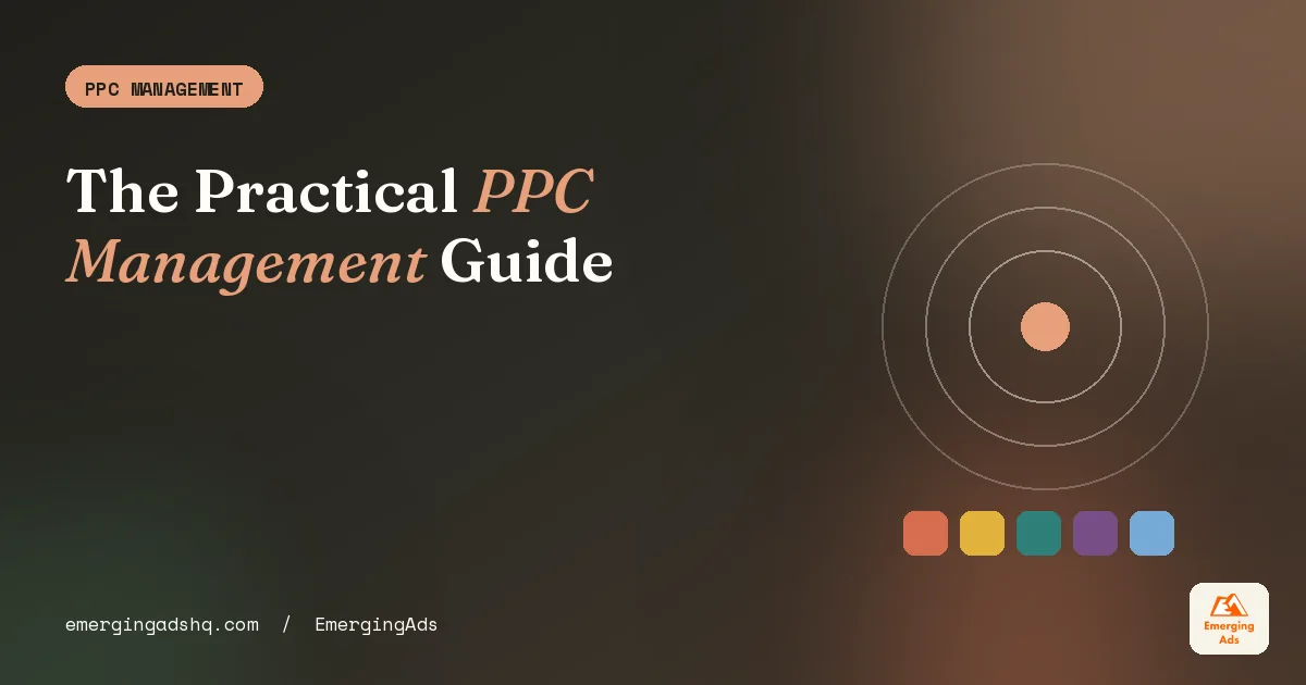 PPC management guide cover covering bidding strategies, budget pacing and testing across Google, Meta and LinkedIn